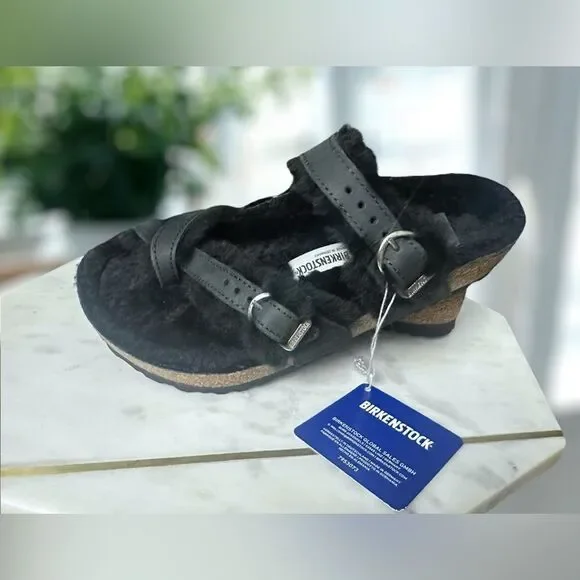 Birkenstock Mayari Shearling Oiled Leather Sandals Size 38 - Picture 9 of 16